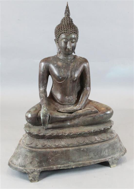 A large Thai bronze figure of Buddha, height 119cm